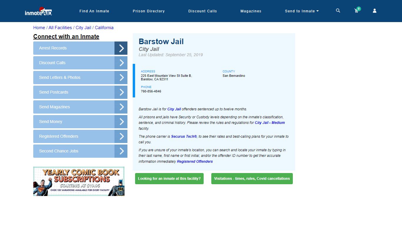 Barstow Jail | Inmate Locator